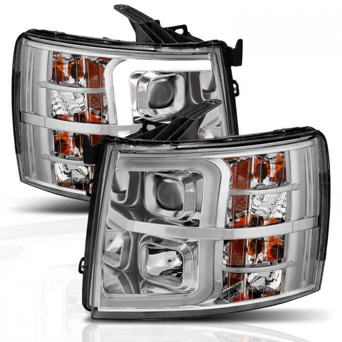 ANZO - 2007-2013 CHEVROLET SILVERADO 1500/2500HD/3500HD PROJECTOR PLANK SWITCHBACK HEADLIGHT CHROME-Headlights-Deviate Dezigns (DV8DZ9)