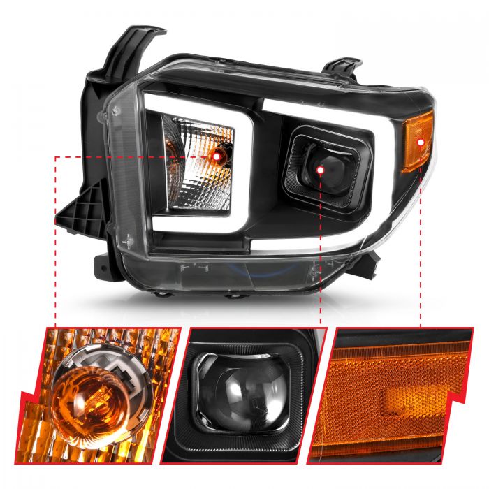 ANZO - 2014-2017 TOYOTA TUNDRA LED BAR STYLE SWITCHBACK HEADLIGHTS BLACK-Headlights-Deviate Dezigns (DV8DZ9)