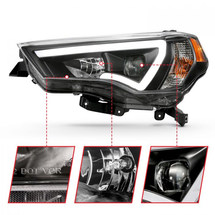 ANZO - 2014-2021 TOYOTA 4RUNNER PROJECTOR PLANK STYLE HEADLIGHTS BLACK-Headlights-Deviate Dezigns (DV8DZ9)