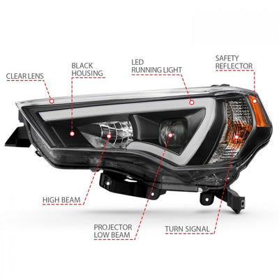 ANZO - 2014-2021 TOYOTA 4RUNNER PROJECTOR PLANK STYLE HEADLIGHTS BLACK-Headlights-Deviate Dezigns (DV8DZ9)