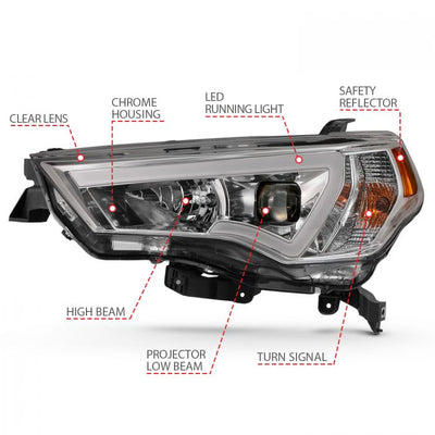 ANZO - 2014-2021 TOYOTA 4RUNNER PROJECTOR PLANK STYLE HEADLIGHTS CHROME-Headlights-Deviate Dezigns (DV8DZ9)