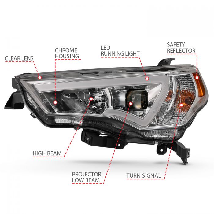 ANZO - 2014-2021 TOYOTA 4RUNNER PROJECTOR PLANK STYLE HEADLIGHTS CHROME-Headlights-Deviate Dezigns (DV8DZ9)