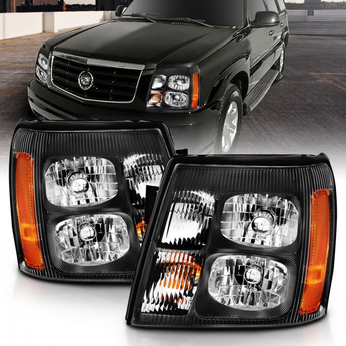 ANZO - 2003-2006 CADILLAC ESCALADE CRYSTAL HEADLIGHT BLACK AMBER-Headlights-Deviate Dezigns (DV8DZ9)