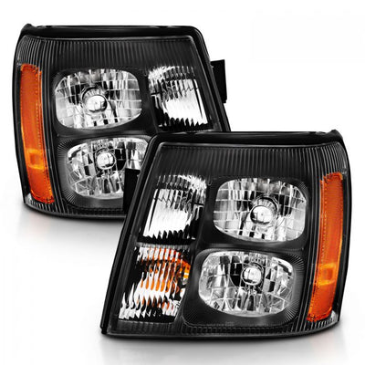 ANZO - 2003-2006 CADILLAC ESCALADE CRYSTAL HEADLIGHT BLACK AMBER-Headlights-Deviate Dezigns (DV8DZ9)