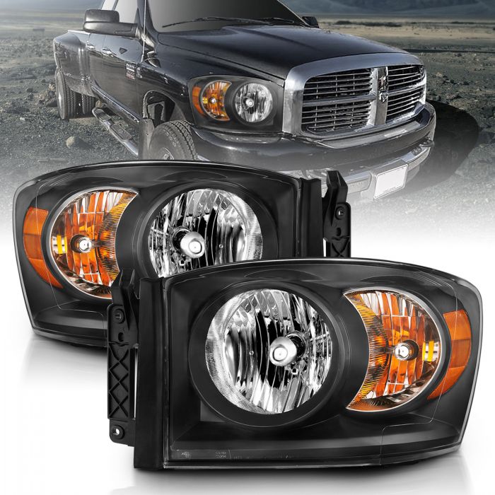 ANZO - 2006-2008 DODGE RAM 1500/2500/3500 CRYSTAL HEADLIGHT BLACK-Headlights-Deviate Dezigns (DV8DZ9)