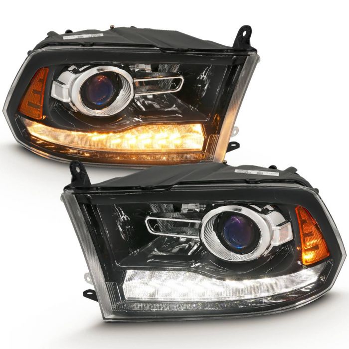 ANZO - 2009-2018 DODGE RAM 1500/2500/3500 PROJECTOR PLANK STYLE SWITCHBACK HEADLIGHTS BLACK AMBER-Headlights-Deviate Dezigns (DV8DZ9)