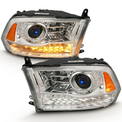 ANZO - 2009-2018 DODGE RAM 1500/2500/3500 PROJECTOR PLANK STYLE SWITCHBACK HEADLIGHTS CHROME AMBER-Headlights-Deviate Dezigns (DV8DZ9)