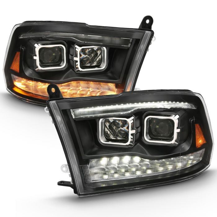 ANZO - 2009-2018 DODGE RAM 1500/2500/3500 DUAL PROJECTOR SWITCHBACK HEADLIGHTS BLACK AMBER-Headlights-Deviate Dezigns (DV8DZ9)