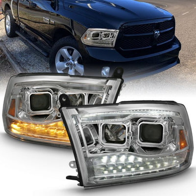 ANZO - 2009-2018 DODGE RAM 1500/2500/3500 DUAL PROJECTOR SWITCHBACK HEADLIGHTS CHROME AMBER-Headlights-Deviate Dezigns (DV8DZ9)