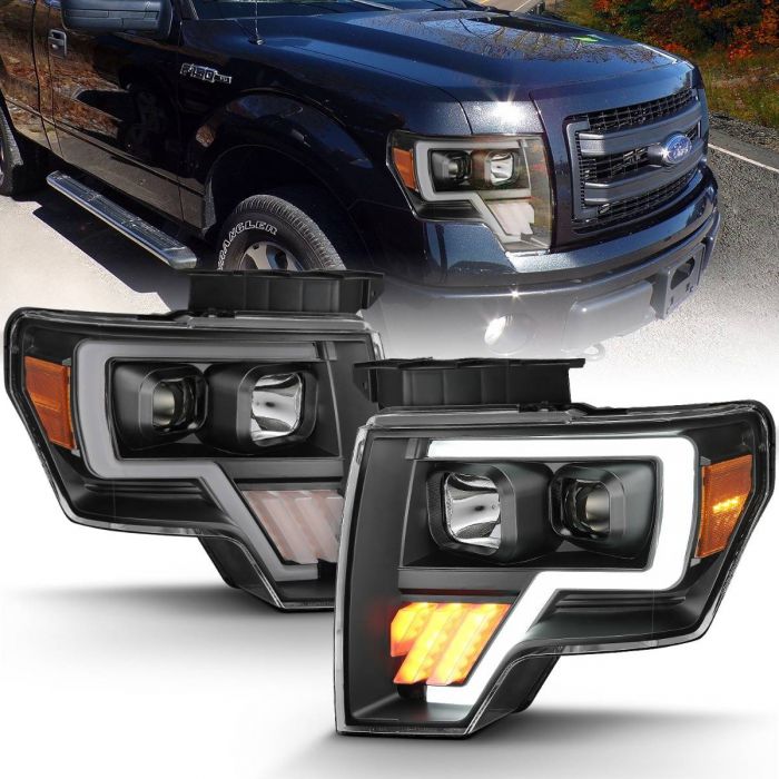 ANZO - 2009-2014 FORD F150 PROJECTOR LIGHT BAR BLACK AMBER-Headlights-Deviate Dezigns (DV8DZ9)