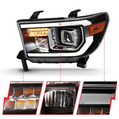 ANZO - 2007-2013 TOYOTA TUNDRA PROJECTOR PLANK STYLE HEADLIGHTS BLACK-Tail Lights-Deviate Dezigns (DV8DZ9)