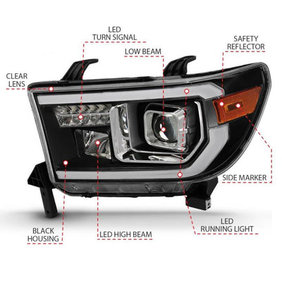 ANZO - 2007-2013 TOYOTA TUNDRA PROJECTOR PLANK STYLE HEADLIGHTS BLACK-Tail Lights-Deviate Dezigns (DV8DZ9)