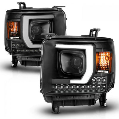 ANZO - 2014-2015 GMC SIERRA 1500/2500HD/3500HD PROJECTOR HEADLIGHTS BLACK WITH C BAR-Headlights-Deviate Dezigns (DV8DZ9)