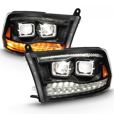 ANZO - 2009-2018 DODGE RAM 1500/2500/3500 DUAL LED PROJECTOR SWITCHBACK HEADLIGHTS BLACK-Headlights-Deviate Dezigns (DV8DZ9)