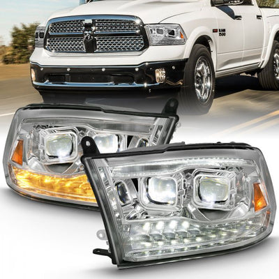 ANZO - 2009-2018 DODGE RAM 1500/2500/3500 LED PROJECTOR SWITCHBACK HEADLIGHTS CHROME-Headlights-Deviate Dezigns (DV8DZ9)