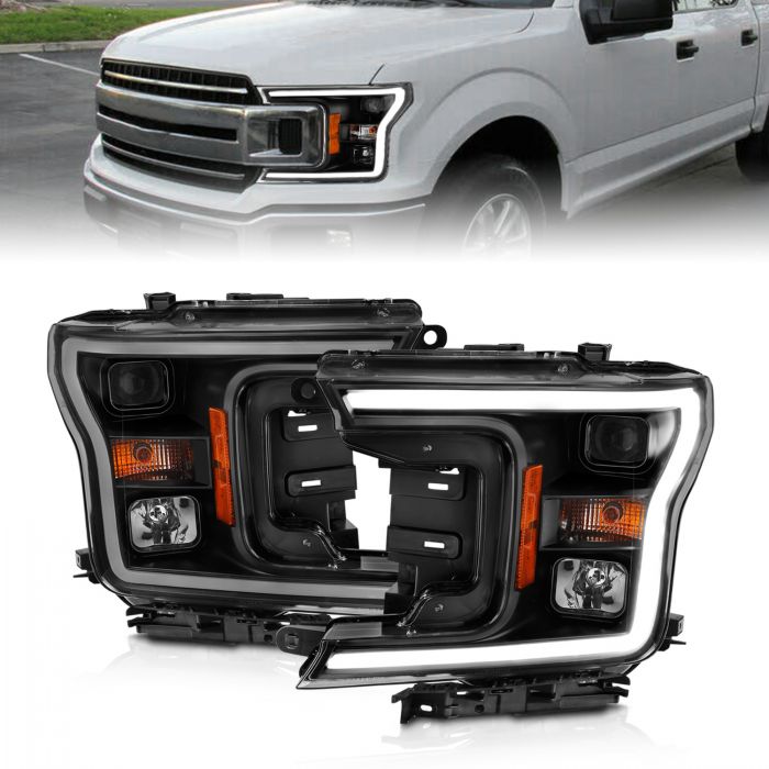 ANZO - 2018-2020 FORD F150 PROJECTOR PLANK STYLE HEADLIGHTS BLACK-Headlights-Deviate Dezigns (DV8DZ9)