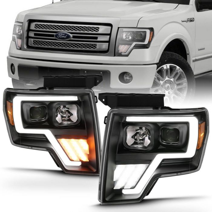 ANZO - 2009-2014 FORD F150 PROJECTOR LIGHT BAR G4 SWITCHBACK BLACK AMBER-Headlights-Deviate Dezigns (DV8DZ9)