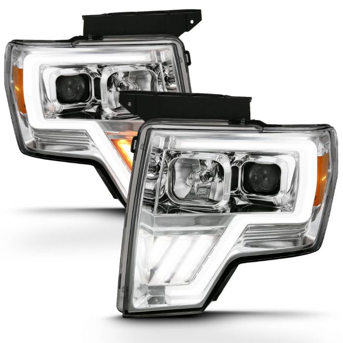 ANZO - 2009-2014 FORD F150 PROJECTOR LIGHT BAR CHROME AMBER-Headlights-Deviate Dezigns (DV8DZ9)