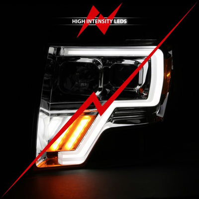 ANZO - 2009-2014 FORD F150 PROJECTOR LIGHT BAR CHROME AMBER-Headlights-Deviate Dezigns (DV8DZ9)