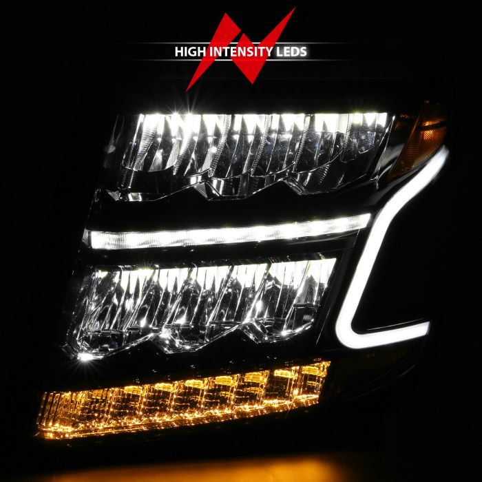 ANZO - 2015-2020 CHEVROLET TAHOE/SUBURBAN LED CRYSTAL PLANK STYLE HEADLIGHT BLACK WITH SEQUENTIAL SIGNAL-Headlights-Deviate Dezigns (DV8DZ9)