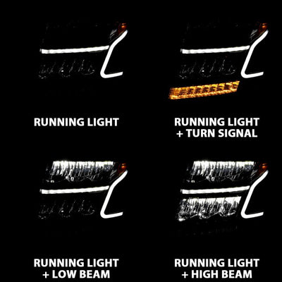 ANZO - 2015-2020 CHEVROLET TAHOE/SUBURBAN LED CRYSTAL PLANK STYLE HEADLIGHT BLACK WITH SEQUENTIAL SIGNAL-Headlights-Deviate Dezigns (DV8DZ9)