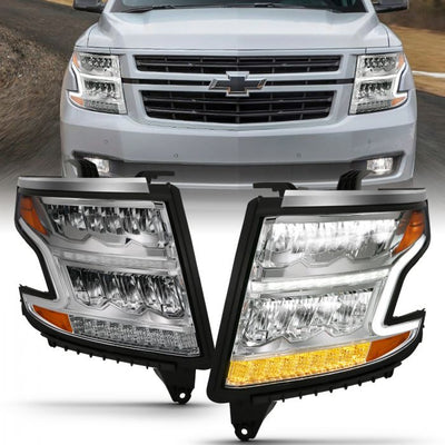 ANZO - 2015-2020 CHEVROLET TAHOE/SUBURBAN LED CRYSTAL PLANK STYLE HEADLIGHT CHROME WITH SEQUENTIAL SIGNAL-Headlights-Deviate Dezigns (DV8DZ9)