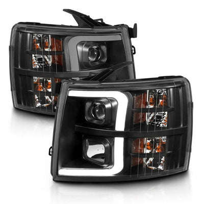 ANZO - 2007-2013 CHEVROLET SILVERADO 1500/2500HD/3500HD PROJECTOR PLANK HEADLIGHTS BLACK-Headlights-Deviate Dezigns (DV8DZ9)