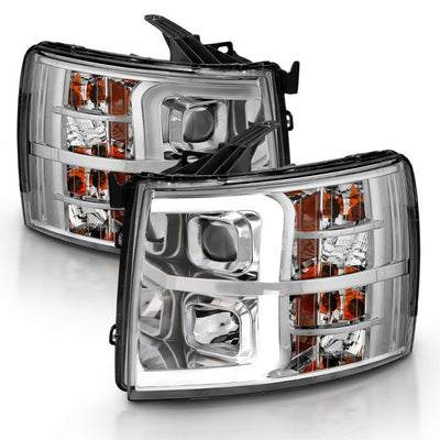 ANZO - 2007-2013 CHEVROLET SILVERADO 1500/2500HD/3500HD PROJECTOR PLANK HEADLIGHTS CHROME-Headlights-Deviate Dezigns (DV8DZ9)