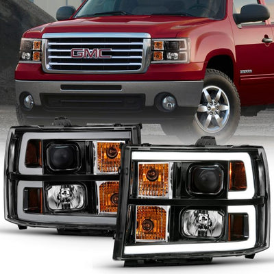 ANZO - 2007-2013 GMC SIERRA 1500/2500HD/3500HD PROJECTOR HEADLIGHT PLANK STYLE BLACK-Headlights-Deviate Dezigns (DV8DZ9)