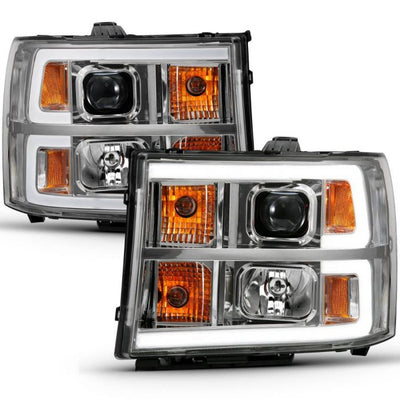 ANZO - 2007-2013 GMC SIERRA 1500/2500HD/3500HD PROJECTOR HEADLIGHT PLANK STYLE CHROME-Headlights-Deviate Dezigns (DV8DZ9)