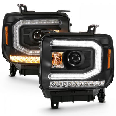 ANZO - 2016-2019 GMC SIERRA 1500/2500/3500 PROJECTOR HEADLIGHT PLANK STYLE BLACK WITH SEQUENTIAL AMBER SIGNAL-Headlights-Deviate Dezigns (DV8DZ9)