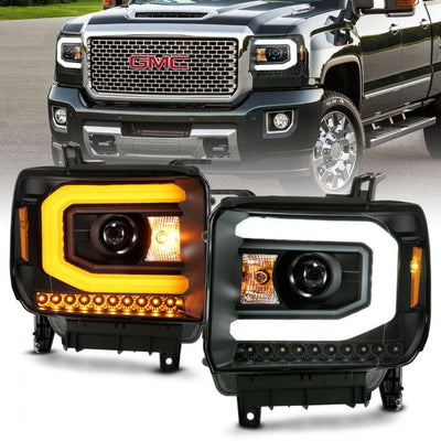 ANZO - 2014-2015 GMC SIERRA 1500/2500HD/3500HD PROJECTOR HEADLIGHTS WITH SWITCHBACK C LIGHT BAR-Headlights-Deviate Dezigns (DV8DZ9)