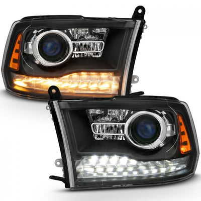 ANZO - 2009-2018 DODGE RAM 1500/2500/3500 PROJECTOR PLANK STYLE SWITCHBACK HEADLIGHTS BLACK AMBER-Headlights-Deviate Dezigns (DV8DZ9)