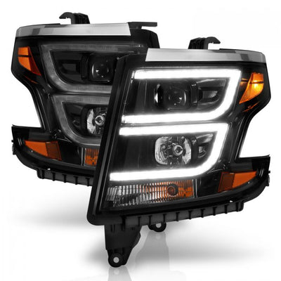 ANZO - 2015-2020 CHEVROLET TAHOE/SUBURBAN PROJECTOR C BAR HEADLIGHT BLACK-Headlights-Deviate Dezigns (DV8DZ9)