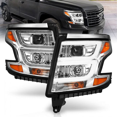 ANZO - 2015-2020 CHEVROLET TAHOE/SUBURBAN PROJECTOR C BAR HEADLIGHT CHROME-Headlights-Deviate Dezigns (DV8DZ9)