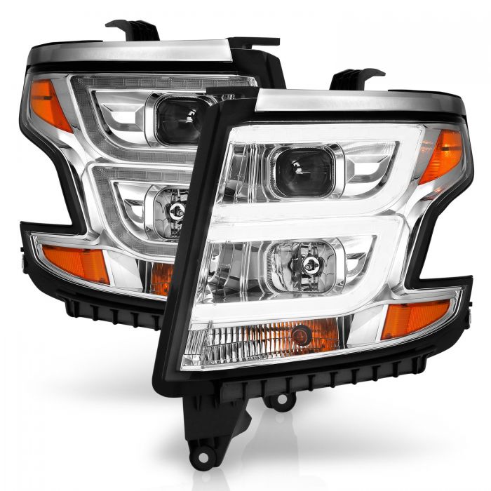 ANZO - 2015-2020 CHEVROLET TAHOE/SUBURBAN PROJECTOR C BAR HEADLIGHT CHROME-Headlights-Deviate Dezigns (DV8DZ9)