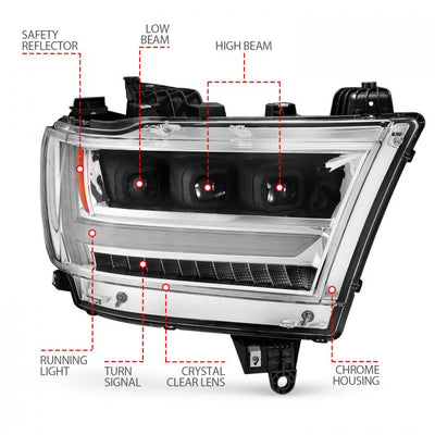 ANZO - 2019-2021 DODGE RAM 1500 FULL LED PROJECTOR HEADLIGHTS CHROME WITH SEQUENTIAL SIGNAL-Headlights-Deviate Dezigns (DV8DZ9)