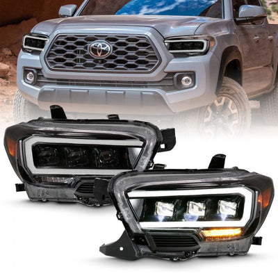 ANZO - 2016-2022 TOYOTA TACOMA PROJECTOR HEADLIGHTS PLANK STYLE BLACK WITH AMBER (HALOGEN DRL)-Headlights-Deviate Dezigns (DV8DZ9)