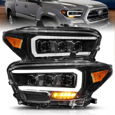 ANZO - 2016-2022 TOYOTA TACOMA FULL LED PROJECTOR PLANK STYLE HEADLIGHTS BLACK AMBER (LED RDL)-Headlights-Deviate Dezigns (DV8DZ9)