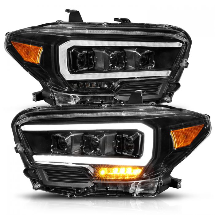 ANZO - 2016-2022 TOYOTA TACOMA FULL LED PROJECTOR PLANK STYLE HEADLIGHTS BLACK AMBER (LED RDL)-Headlights-Deviate Dezigns (DV8DZ9)