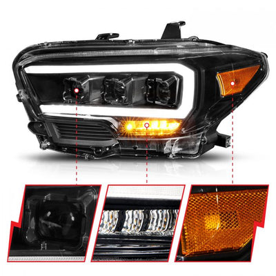 ANZO - 2016-2022 TOYOTA TACOMA FULL LED PROJECTOR PLANK STYLE HEADLIGHTS BLACK AMBER (LED RDL)-Headlights-Deviate Dezigns (DV8DZ9)