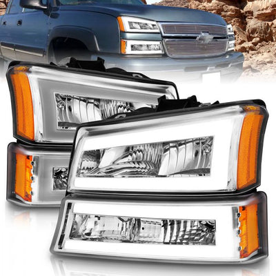 ANZO - 2003-2006 CHEVROLET SILVERADO 1500/2500/3500 CLASSIC LED PLANK CRYSTAL HEADLIGHTS WITH PARKING/SIGNAL LIGHT-Headlights-Deviate Dezigns (DV8DZ9)