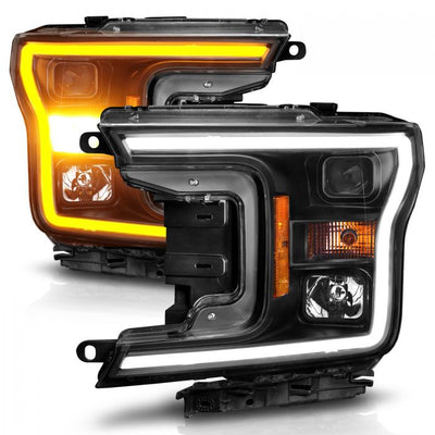 ANZO - 2018-2020 FORD F150 PROJECTOR PLANK STYLE SWITCHBACK HEADLIGHTS BLACK-Headlights-Deviate Dezigns (DV8DZ9)