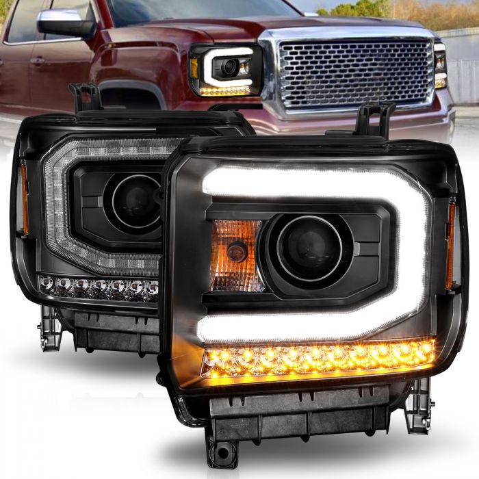 ANZO - 2014-2015 GMC SIERRA 1500/2500HD/3500HD PROJECTOR HEADLIGHTS LIGHT BAR BLACK-Headlights-Deviate Dezigns (DV8DZ9)