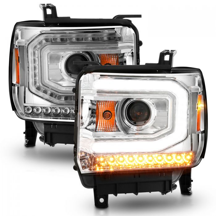 ANZO - 2014-2015 GMC SIERRA 1500/2500HD/3500HD PROJECTOR HEADLIGHTS WITH C BAR CHROME-Headlights-Deviate Dezigns (DV8DZ9)