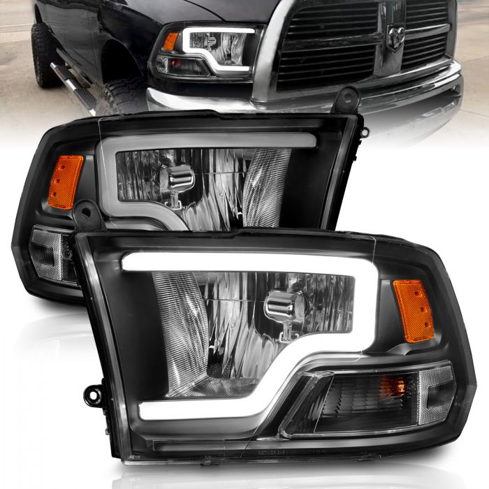 ANZO - 2009-2018 DODGE RAM 1500/2500/3500 HALOGEN HEADLIGHTS BLACK WITH C LIGHT BAR-Headlights-Deviate Dezigns (DV8DZ9)