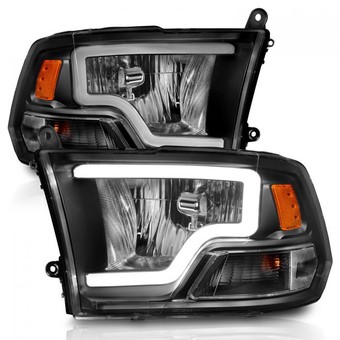 ANZO - 2009-2018 DODGE RAM 1500/2500/3500 HALOGEN HEADLIGHTS BLACK WITH C LIGHT BAR-Headlights-Deviate Dezigns (DV8DZ9)