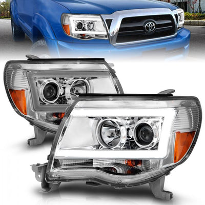 ANZO - 2005-2011 TOYOTA TACOMA PROJECTOR HEADLIGHTS CHROME HOUSING WITH C LIGHT BAR-Headlights-Deviate Dezigns (DV8DZ9)