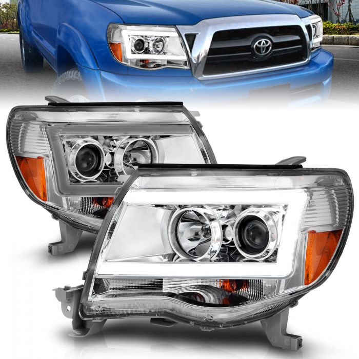 ANZO - 2005-2011 TOYOTA TACOMA PROJECTOR HEADLIGHTS CHROME HOUSING WITH C LIGHT BAR-Headlights-Deviate Dezigns (DV8DZ9)