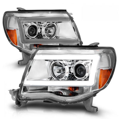 ANZO - 2005-2011 TOYOTA TACOMA PROJECTOR HEADLIGHTS CHROME HOUSING WITH C LIGHT BAR-Headlights-Deviate Dezigns (DV8DZ9)